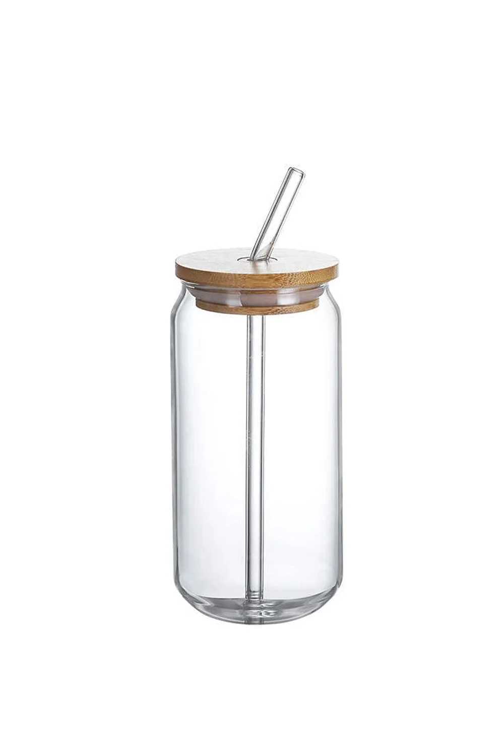 Clear Glass Tumbler w/ Straw 16oz